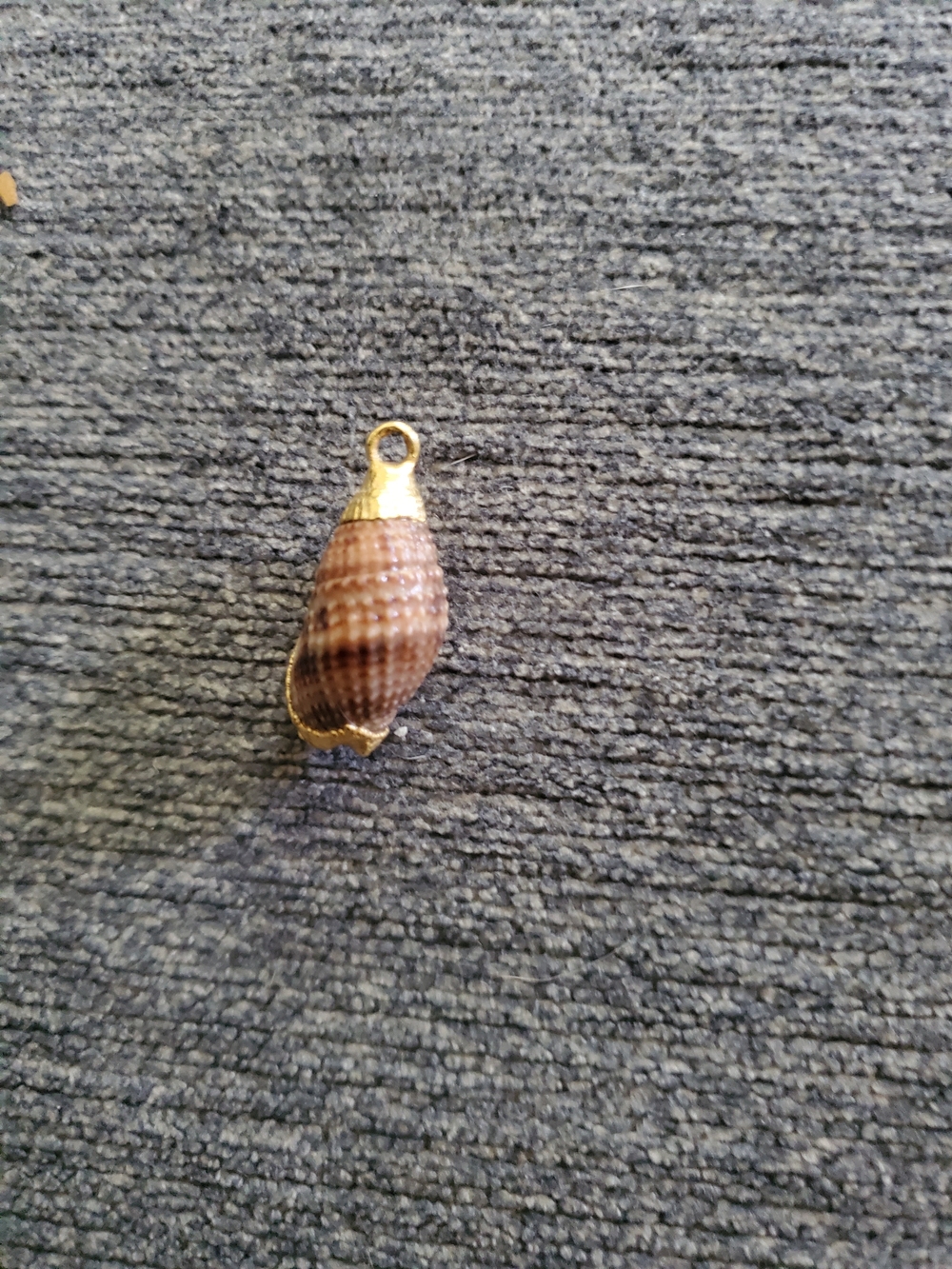 Gold-Trim Shell Pendant Necklace Charm - Brown Shell